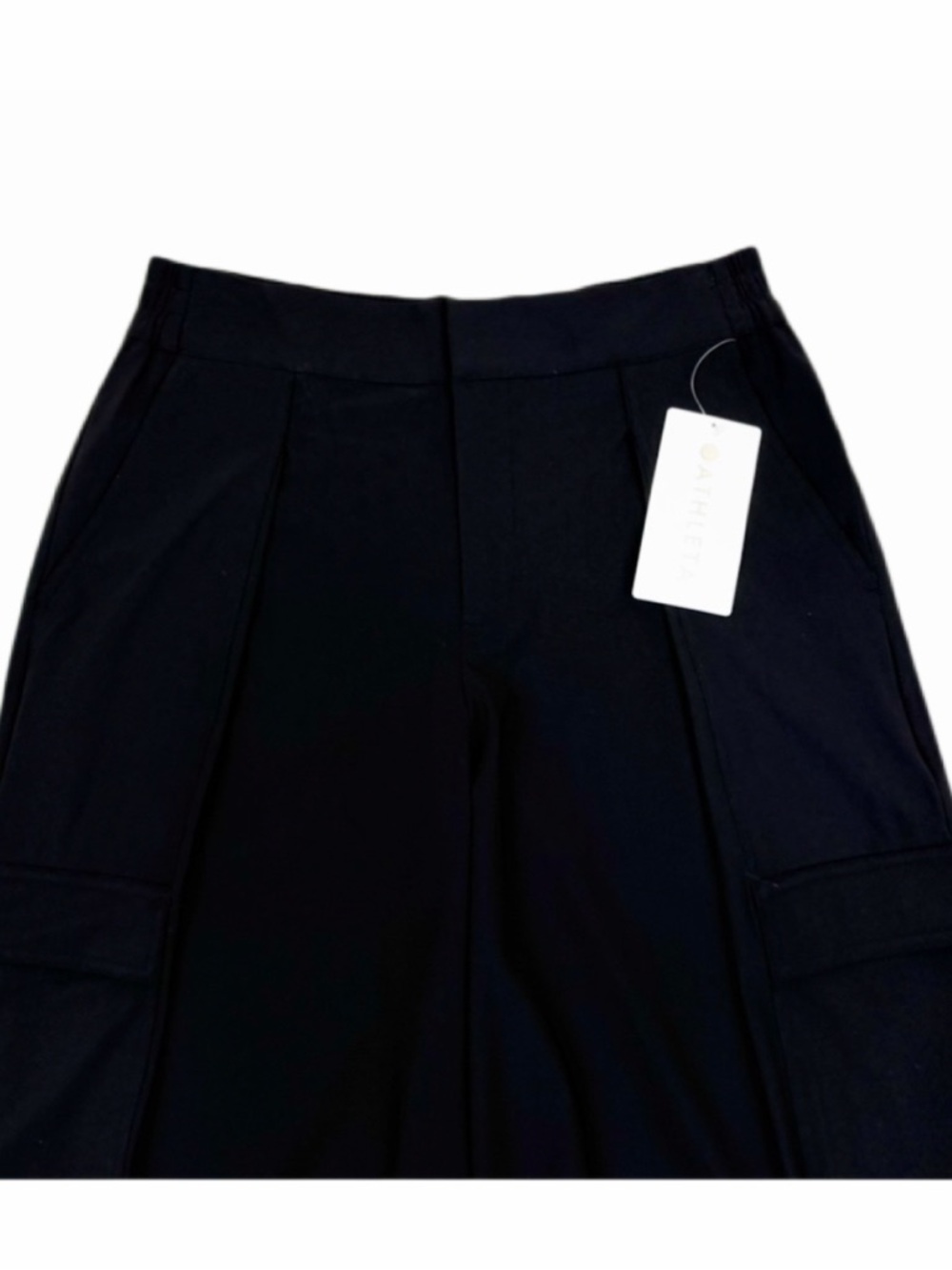 Athleta Pinnacle Cargo Trouser Pants Wide Leg High Rise Pockets Black Size 10 - Picture 8 of 12